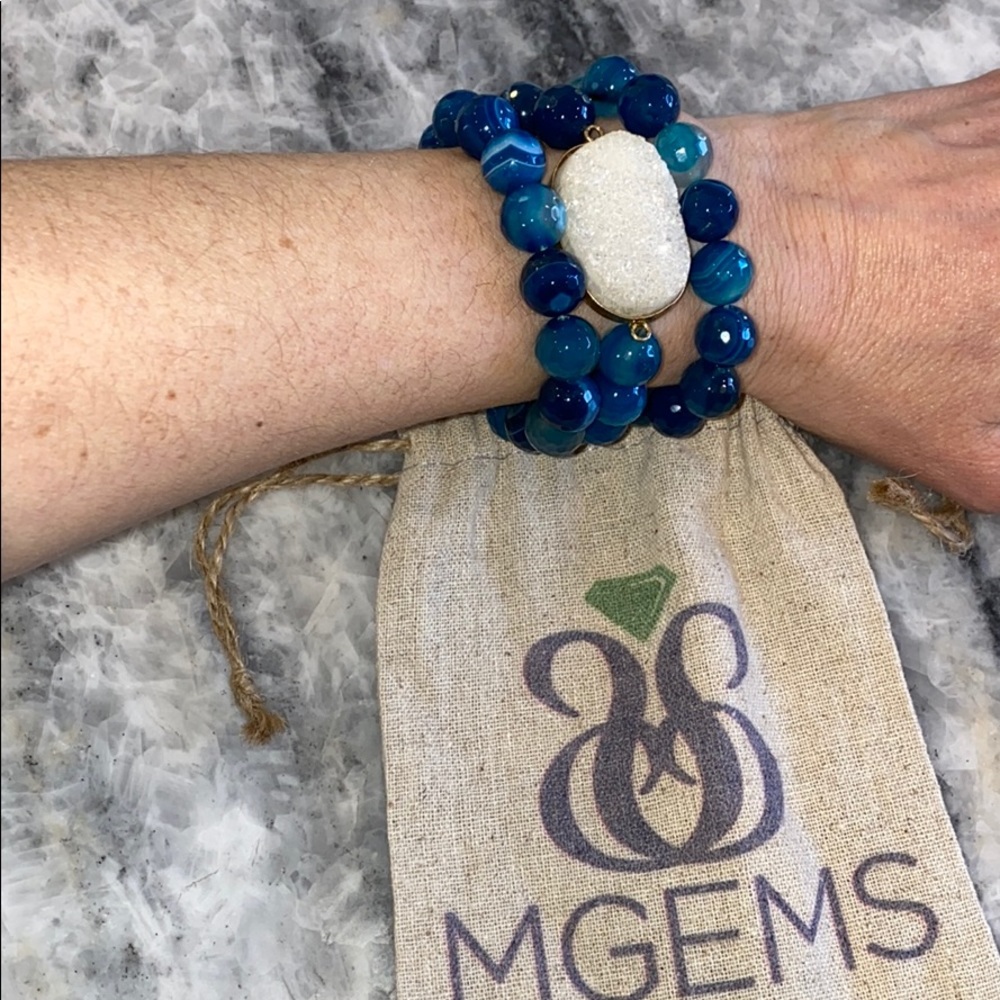 MGems Shades of Blue Triple Bracelet